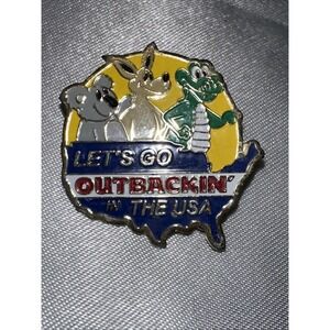 Vintage Outback Steakhouse Lets Go Outbackin In The USA Enamel Pin Collectible